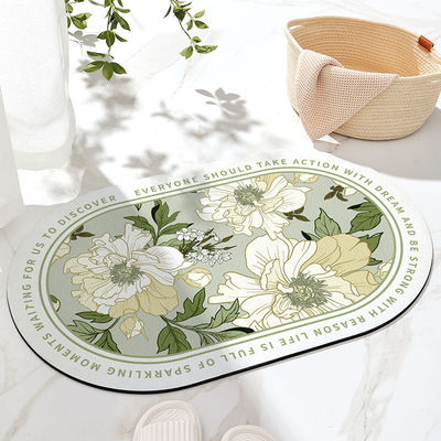 40*60cm Light Grey Oval Diatom Mud Diatomite Soft Bath Mat for Rapid Water Absorption