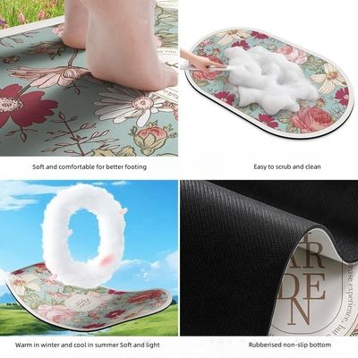 40*60cm Light Grey Oval Diatom Mud Diatomite Soft Bath Mat for Rapid Water Absorption