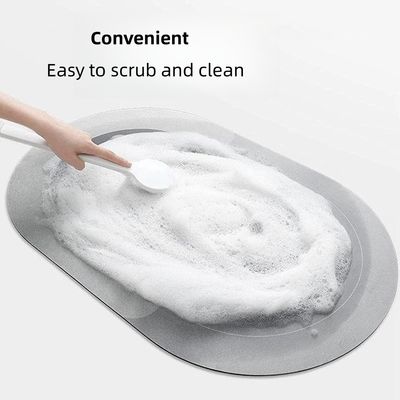40*60cm Light Grey Oval Diatom Mud Diatomite Soft Bath Mat for Rapid Water Absorption