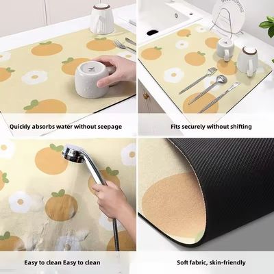 Stocked Kitchen Counter Dish Tools Dustproof Anti-Slip Eco-Friendly Quick Drying Mat