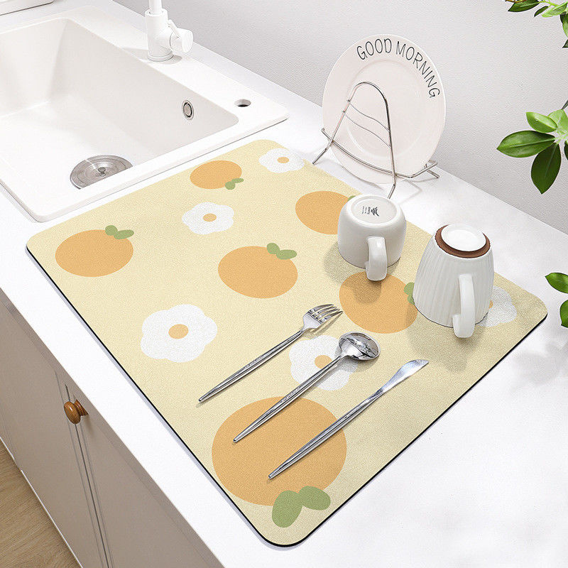 Rectangle Dish Drying Mat Sustainable Microfiber and Diatomite Kitchen Mat at a Great